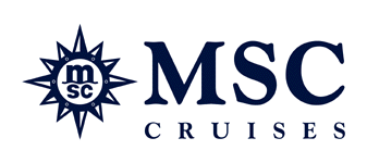 Logo of MSC Cruises: Dark blue text "MSC" with a compass rose icon and the word "CRUISES" underneath.