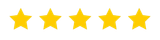 Five yellow stars on a white background, representing a perfect rating.