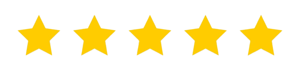 Five yellow stars on a white background, representing a perfect rating.