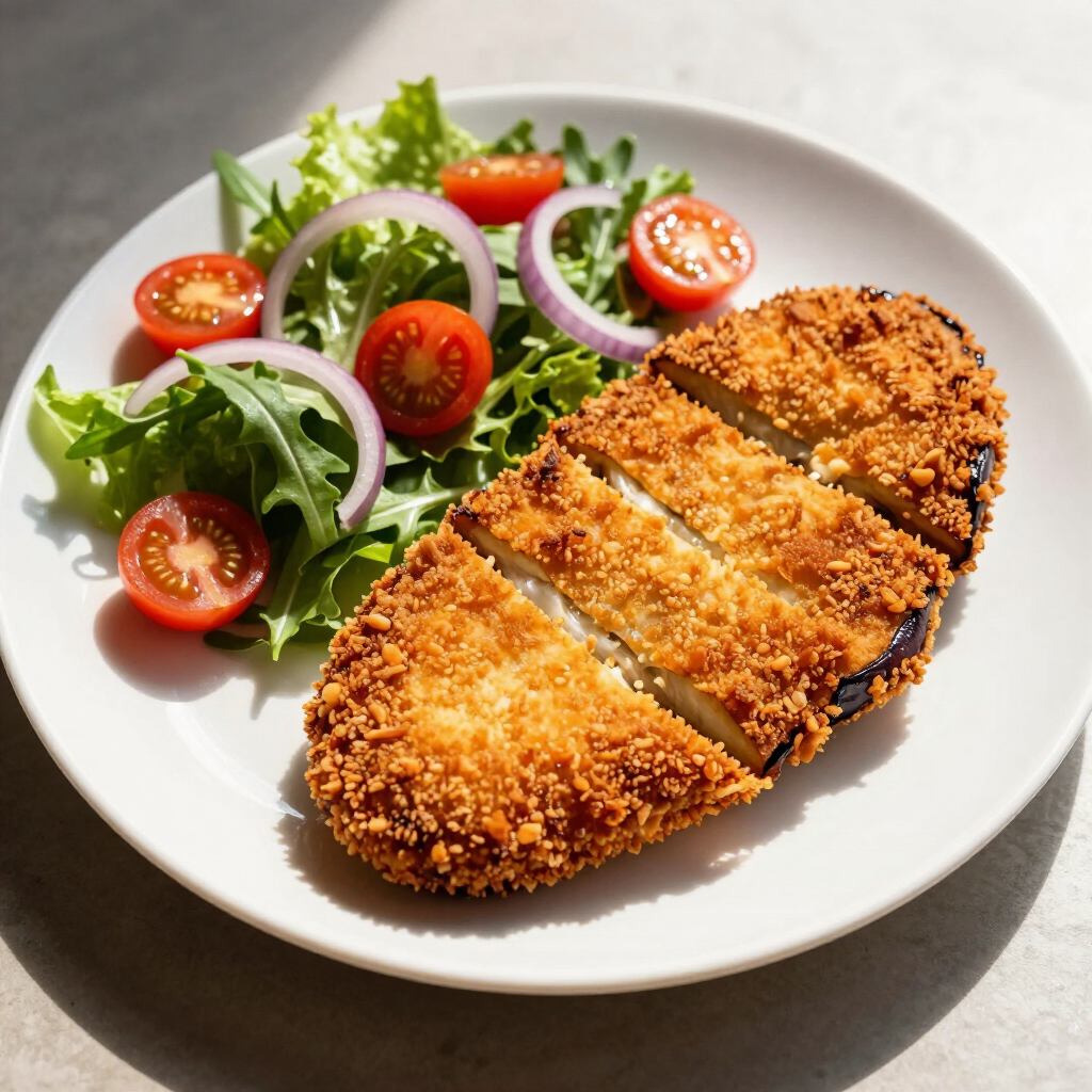 Milanesa de berenjena con guarnición