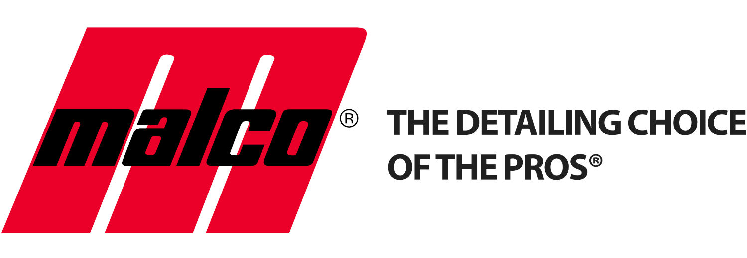 Malco logo: Red, angled rectangle with