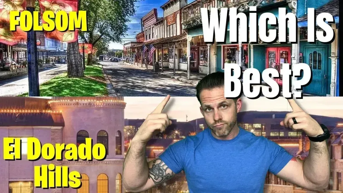 Folsom and El Dorado Hills comparison thumbnail with text “Which Is Best?” and a man pointing at himself