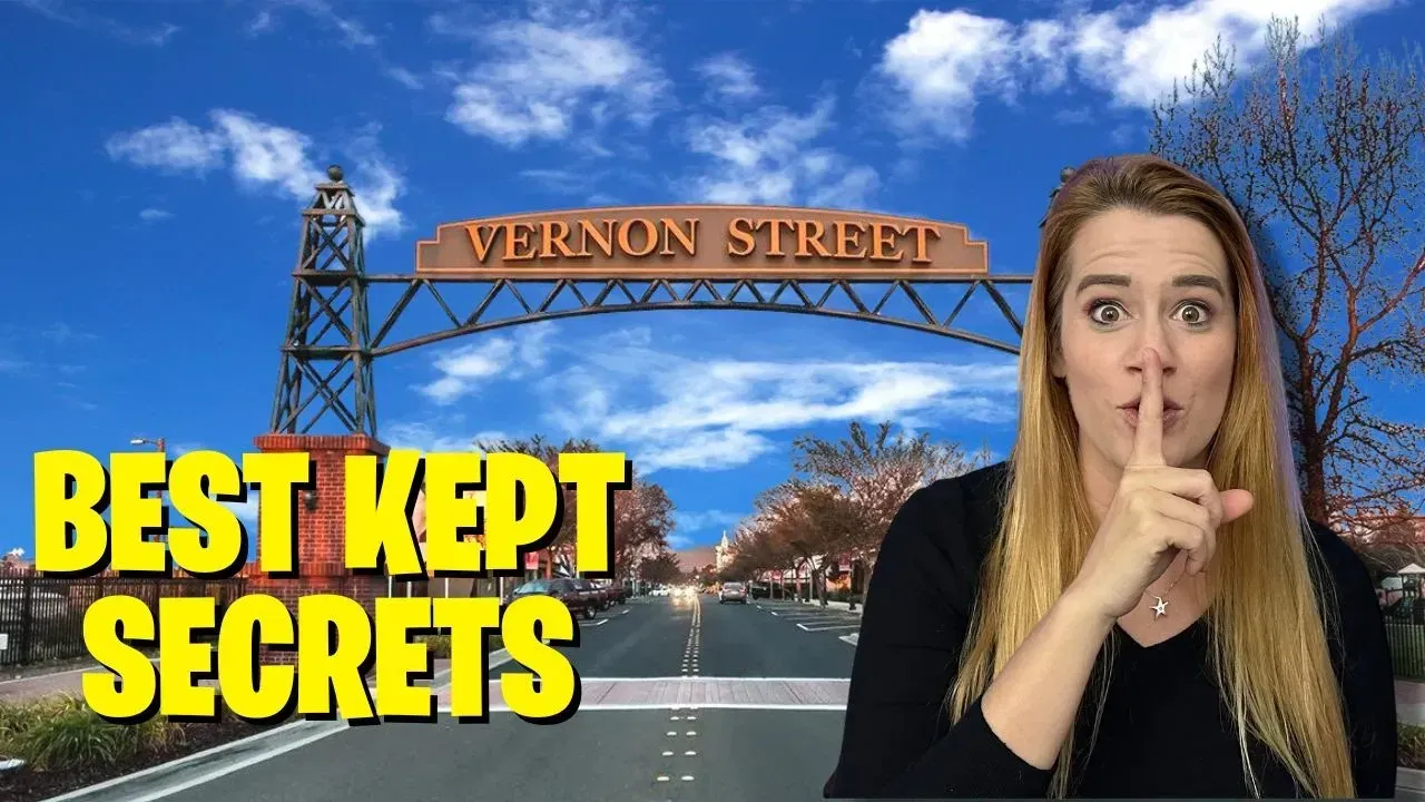 Thumbnail with Vernon Street sign, city skyline, and “BEST KEPT SECRETS” text beside a shushing woman