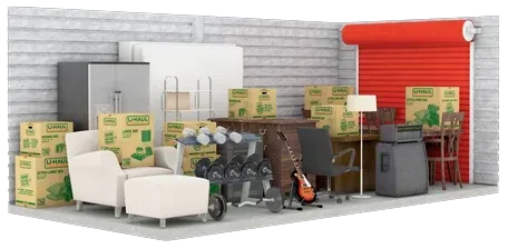 A room filled with lots of boxes and furniture.