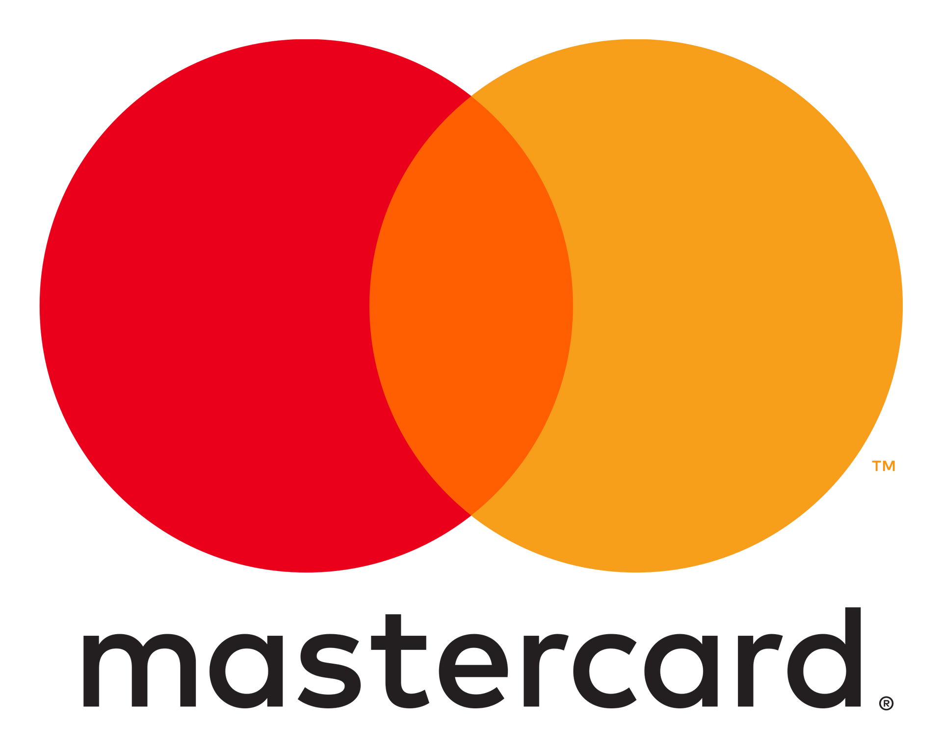 The mastercard logo is a red and orange circle.