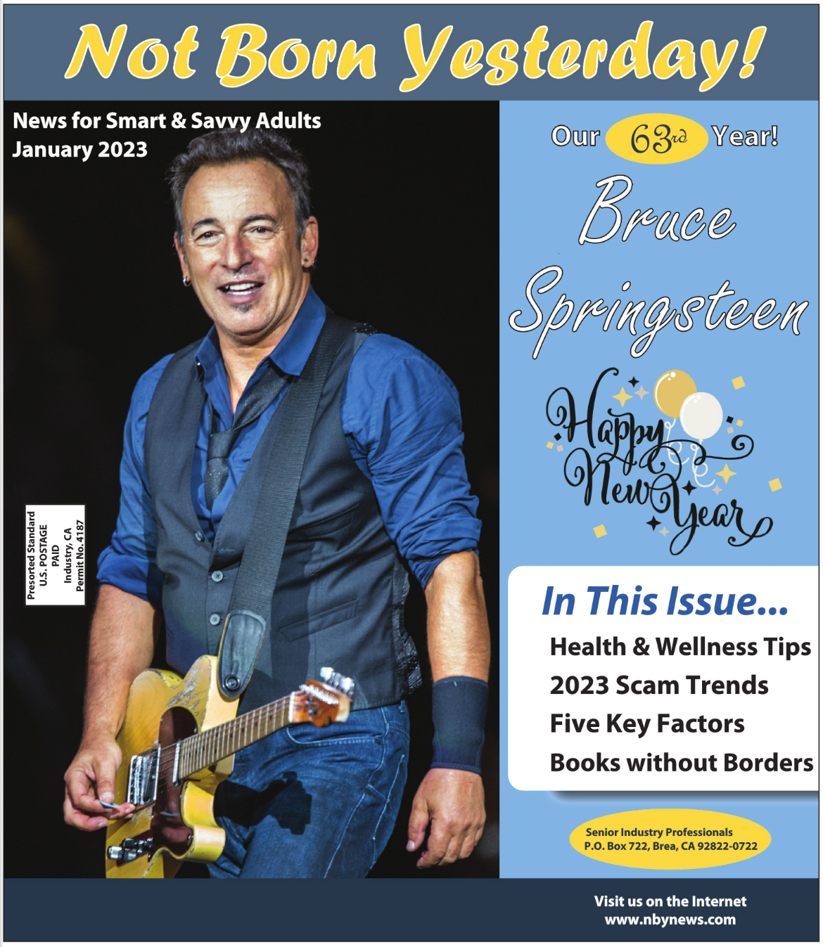 A man is holding a guitar on the cover of a magazine