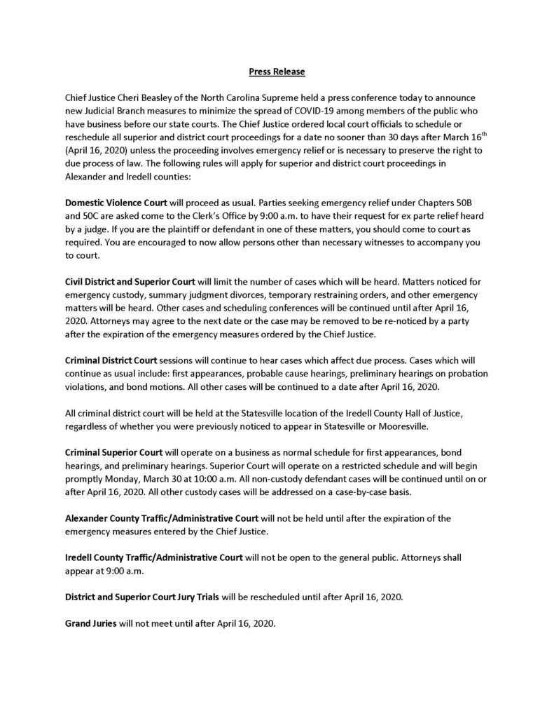 Coronavirus Court Changes