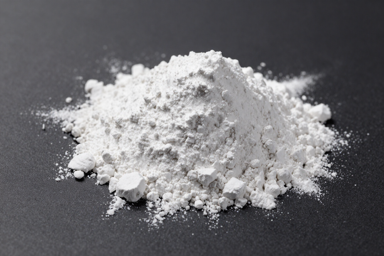 Polvo blanco amontonado sobre una superficie oscura