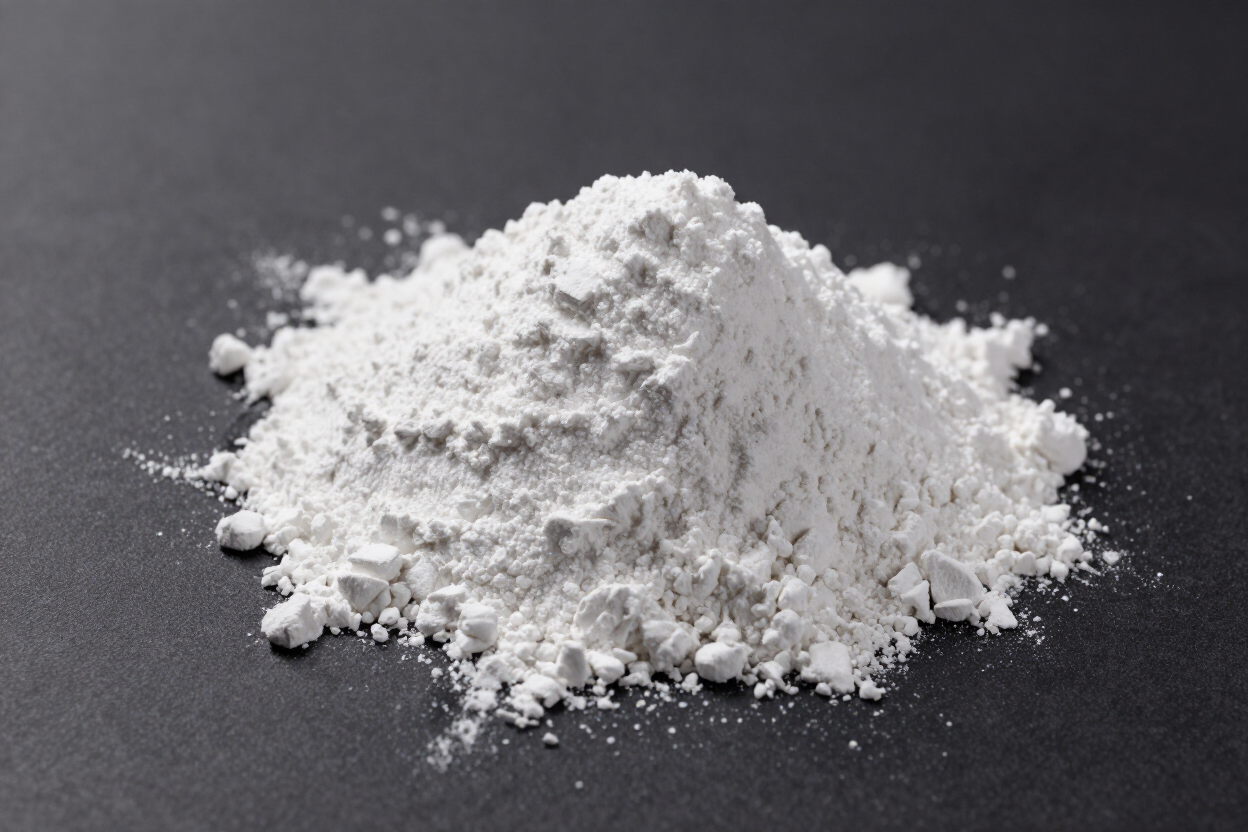 Polvo blanco amontonado sobre una superficie oscura