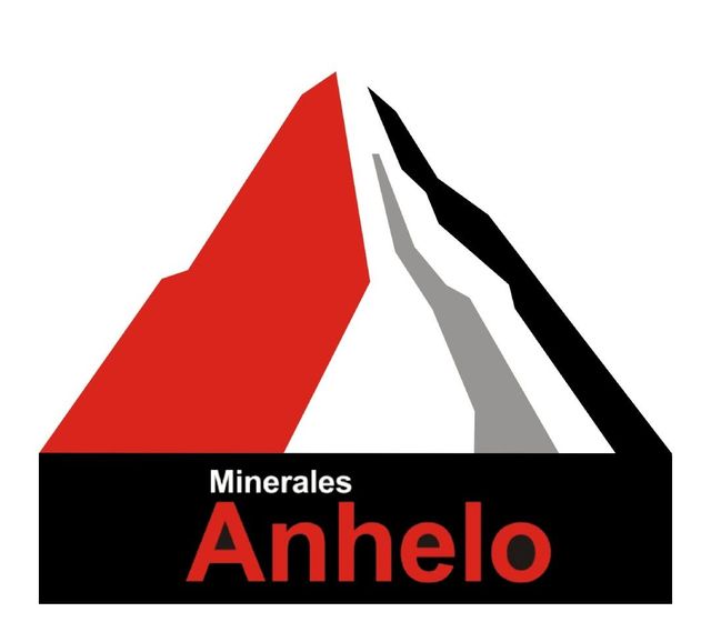 Logotipo de Minerales Anhelo con un gráfico de montaña en rojo, negro y blanco