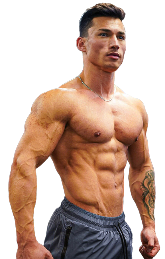 A man in a white tank top is holding two dumbbells.