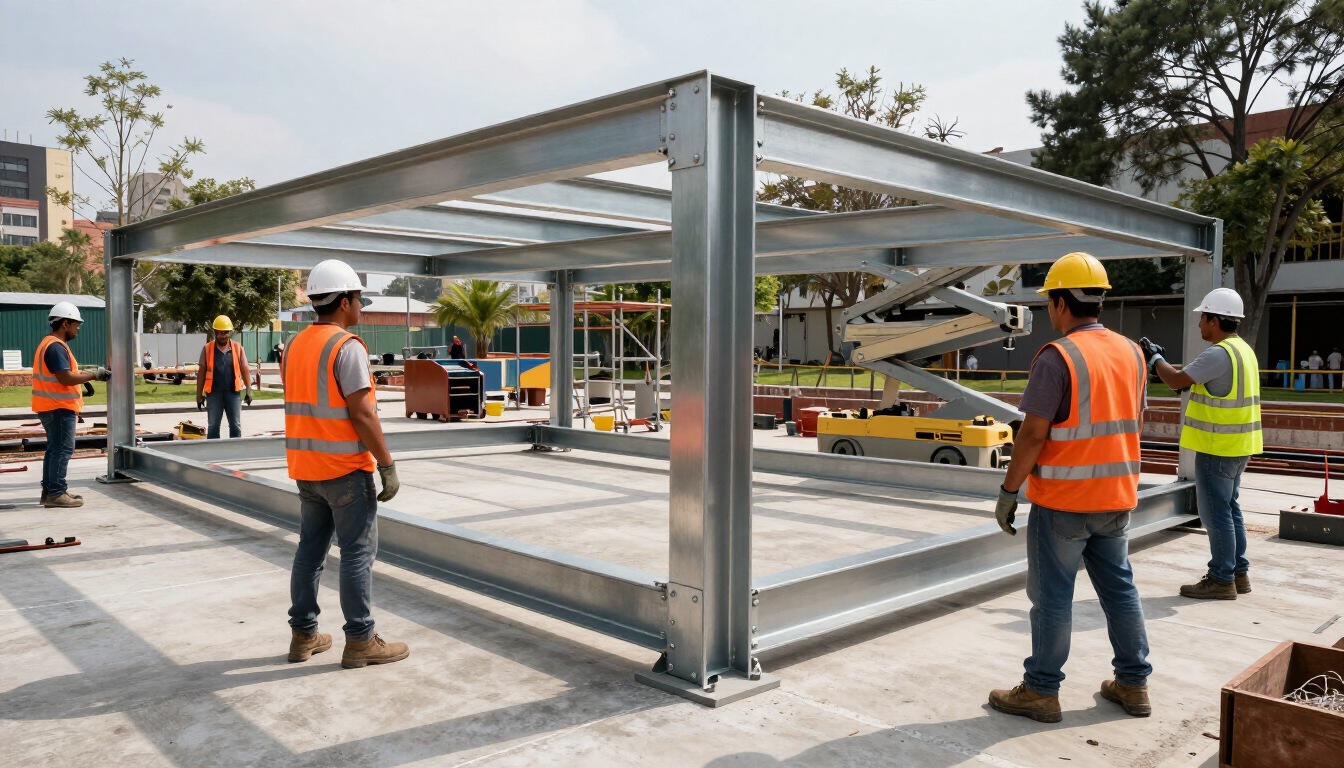 Instalación profesional de una estructura metálica urbana