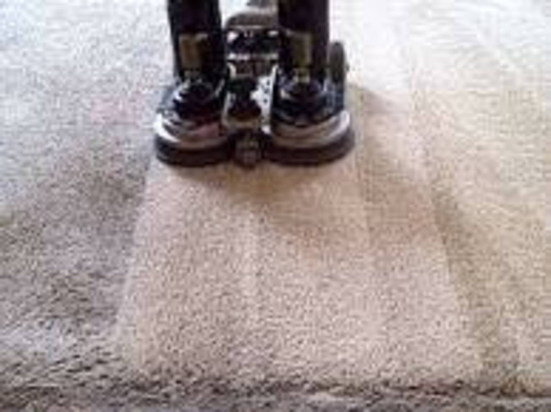 A person is cleaning a carpet with a machine.