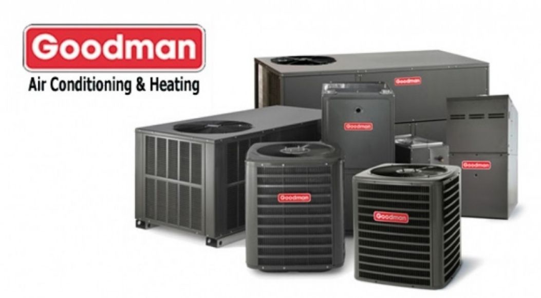 A group of goodman air conditioning and heating equipment