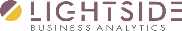 Logo for Lightside Business Analytics; purple and gold circle, with purple text below.