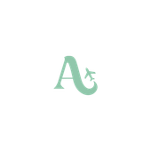 Logotipo de Amai Travel con texto verde claro: