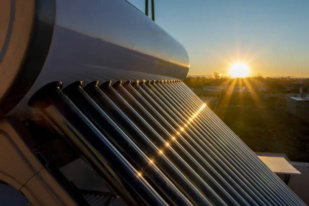 Efficient Solar Hot Water Systems in Action During a Picturesque Australian Sunset — Town & Country Plumbing Victoria in Greendale, VIC