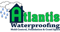 The logo for atlantis waterproofing mold control foundation and crawl space