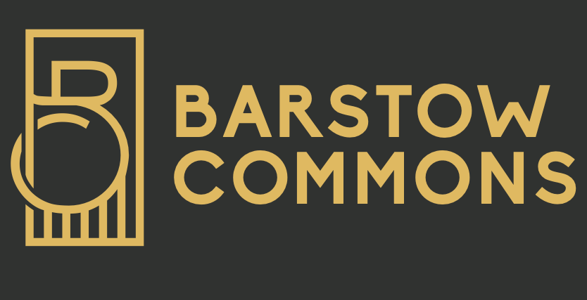 The barstow commons logo is on a black background.