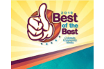 2015 Best of the Best award graphic with a thumbs-up, yellow background, and colorful stripes. Colorado Community Media.
