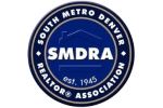 South Metro Denver Realtor Association logo: blue circle with text, house graphic, and "est. 1945".