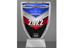 Award trophy for Piper Spicer Inc. 2022, shield-shaped with blue, white, red, and black color scheme.