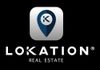 Lokaton Real Estate logo in white on a dark blue banner with a faint circular K graphic