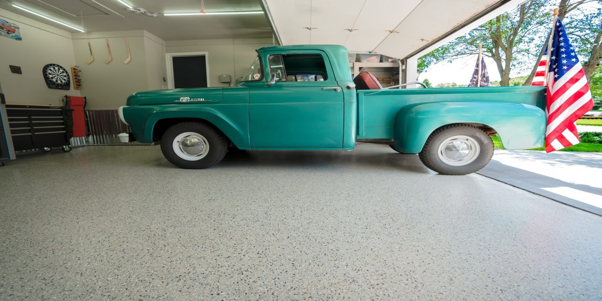 Garage with truck - Loogootee IN - Five Star Concrete Coatings