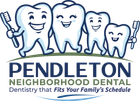 Pendleton Neighborhood Dental logo with smiling teeth and toothbrush, blue and green text.