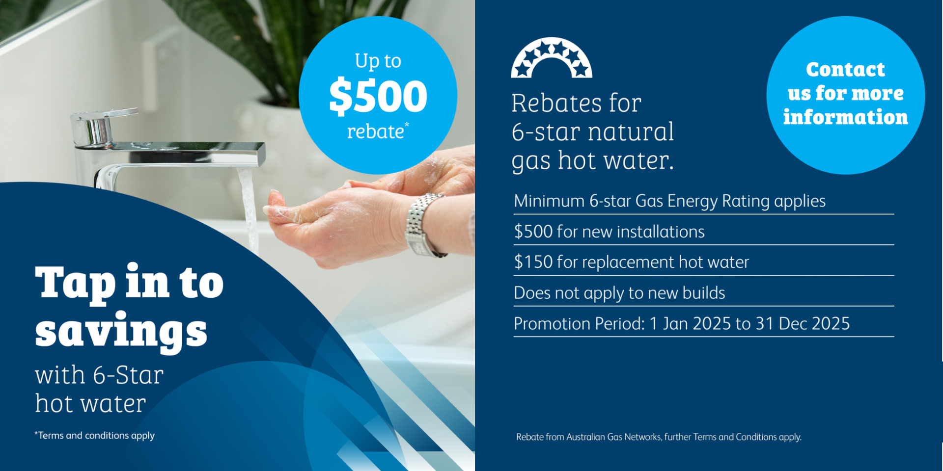 A poster that says tap in to savings on hot water