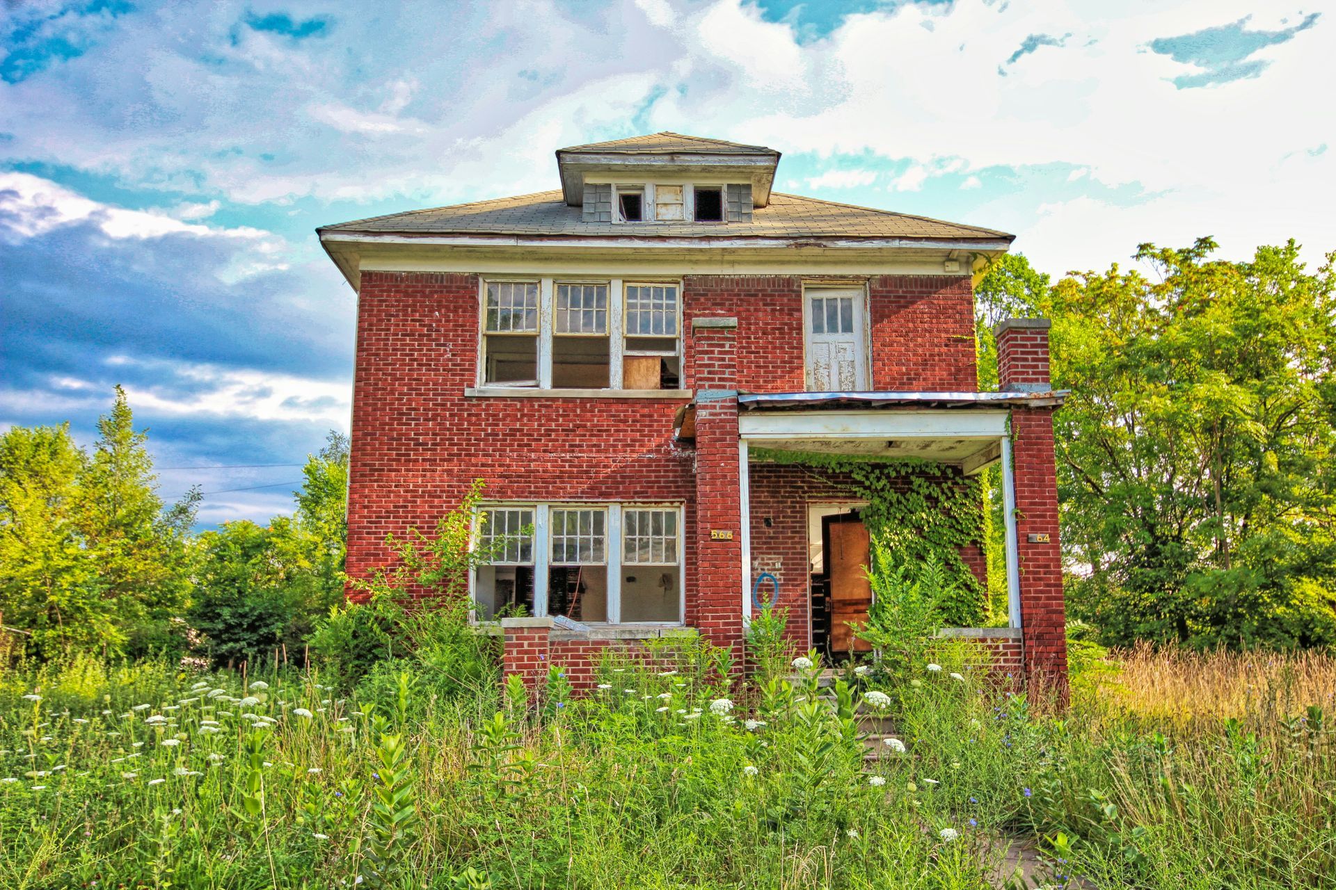 Overgrown vacant property prepared for land clearing in St. Louis, MO