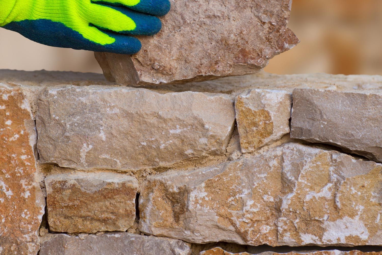 Ongoing construction of a wall in St. Louis, MO