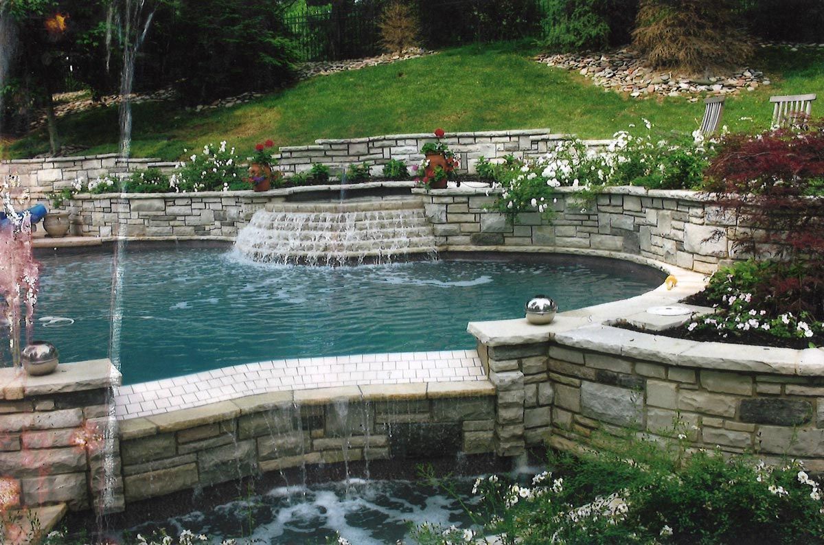 Retaining walls and stones around the pool in St. Louis, MO