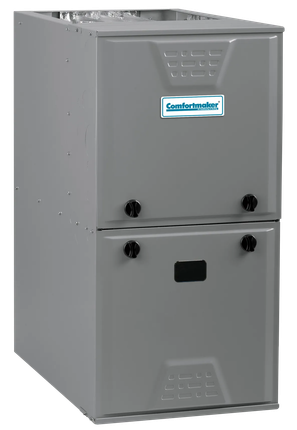 Gray Carrier gas furnace cabinet with two access panels and logo label