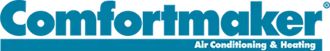 Comfortmaker logo with teal text and tagline “Air Conditioning & Heating”