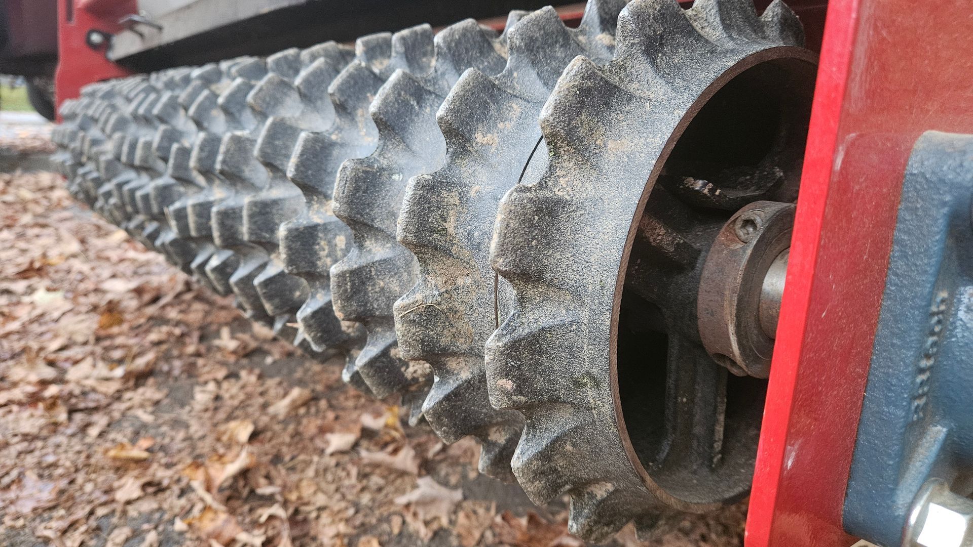 A close up of a tire on a machine