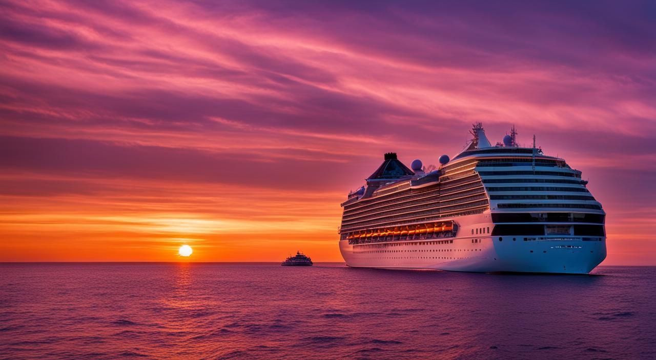 View of the port of Miami during a Miami Sunset.