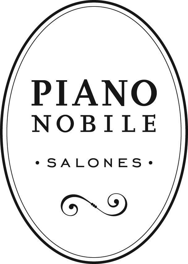 Un logotipo en blanco y negro para salones de piano noble.