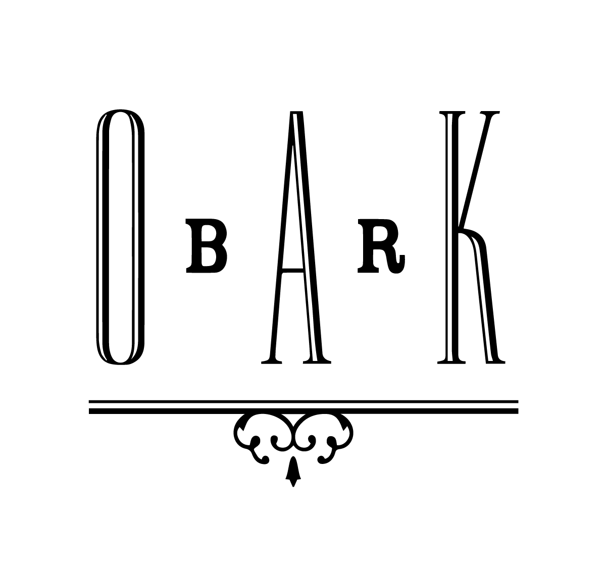 Un logo en blanco y negro para un bar llamado bark.