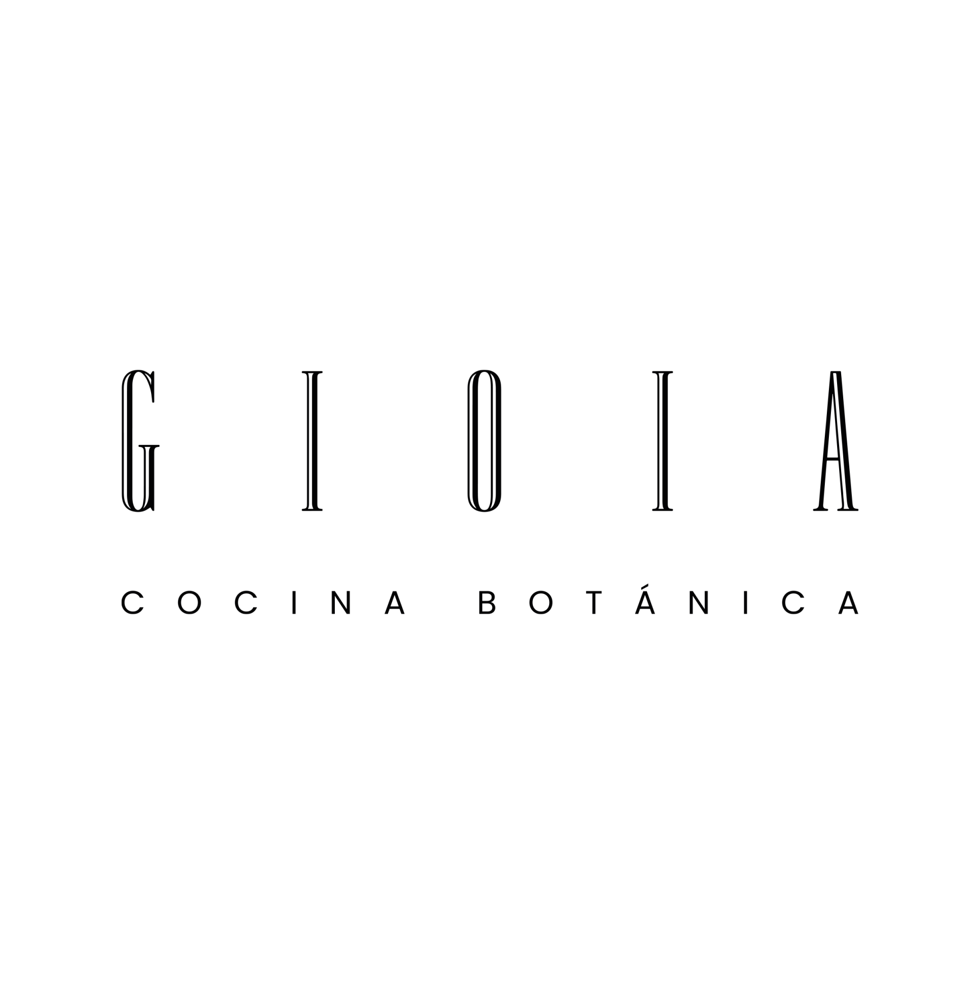 El logo de gioia cocina botanica es un logo en blanco y negro sobre un fondo blanco.