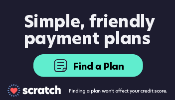 A blue button that says simple friendly payment plans