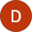 Orange circle with a white “D” on a dark background