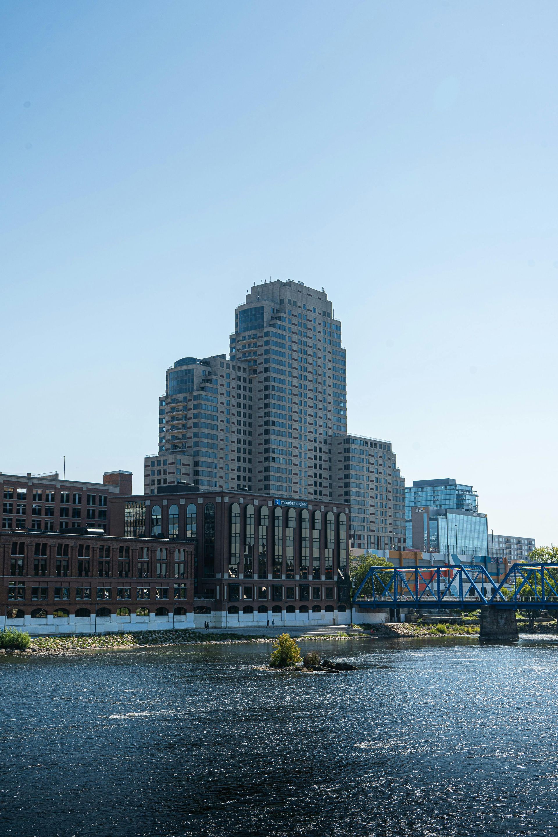 The skyline of New Jersey is reflected in a lake. The skyline of New Jersey is reflected in a lake.
