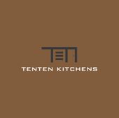 Logo for Tenten Kitchens & Contracting: dark brown background with gray text and a minimalist icon resembling a kitchen layout.