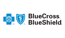 BlueCross BlueShield logo: two blue emblems with text, the cross and the shield.