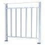 A white metal railing on a white background.