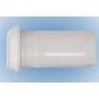 A white tube is sitting on top of a blue surface.