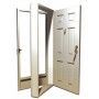 A picture of a door that is open on a white background.
