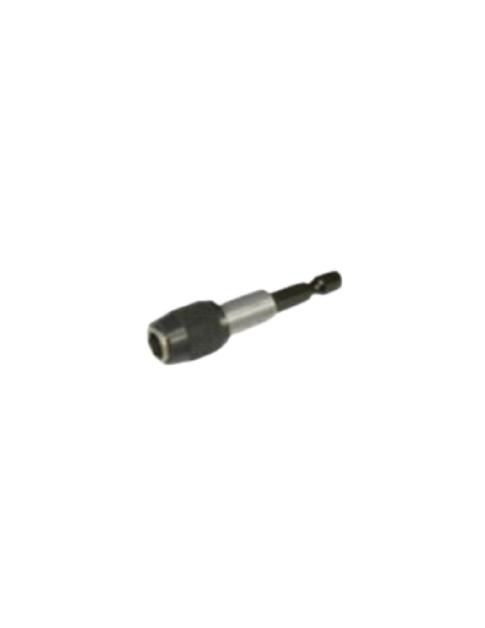 A close up of a drill bit on a white background.