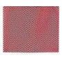 A red and white place mat with a geometric pattern on a white background.